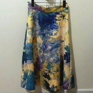 H&M Watercolor floral midi skirt